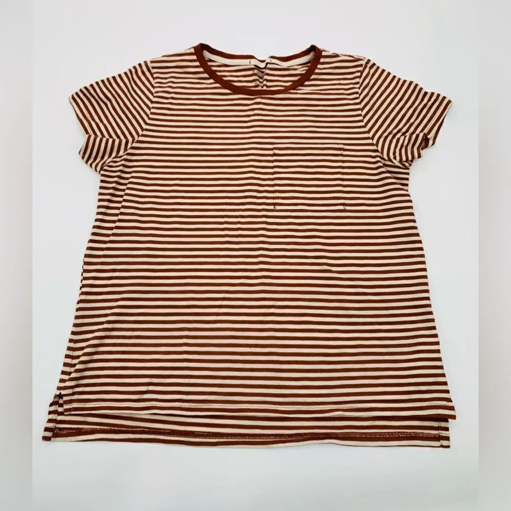REI | rust and cream Striped Women's pocket Top | medium